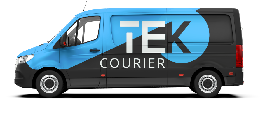 Tek Courier creative ad with text Our same day delivery